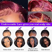 Fashion Plus 30 Inch Full 13X4 99J Lace Front Wigs Human Hair Pre Plucked 180 Density Hd Transparent Burgundy Loose Wave Lace F