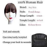 Bangs Hair Clip In Bangs 100 Real Human Hair Extensions Wispy Bangs French Bangs Clip On Air Bangs For Women Zmedium Brown F