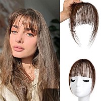 Bangs Hair Clip In Bangs 100 Real Human Hair Extensions Wispy Bangs French Bangs Clip On Air Bangs For Women Amedium Brown W