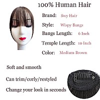 Bangs Hair Clip In Bangs 100 Real Human Hair Extensions Wispy Bangs French Bangs Clip On Air Bangs For Women Amedium Brown W