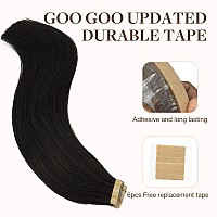 Goo Goo Tape In Hair Extensions Human Hair 1B Natural Black 14Inch 100G 40Pcs Thick Ends Straight Seamless Tape In Invisible