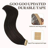 Goo Goo Tape In Hair Extensions Human Hair 2 Dark Brown 22Inch 100G 40Pcs Thick Ends Straight Seamless Tape In Invisible Tap