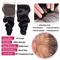 Ralisa Human Hair Bundles Loose Wave Bundles With 4X4 Lace Closure 10 12 1410In Loose Wave Human Hair Bundles Loose Deep Wave