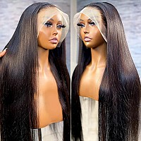 32 Inch Long Straight Lace Front Wigs Human Hair 200 Density 13X4 Hd Transparent Frontal Wig Pre Plucked With Baby Hair Glueless