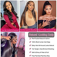 32 Inch Long Straight Lace Front Wigs Human Hair 200 Density 13X4 Hd Transparent Frontal Wig Pre Plucked With Baby Hair Glueless