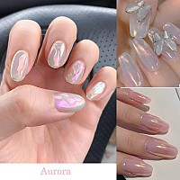 Bishengyf Pearl Chrome Nail Powdersuper Transparentwhite Pearl Chrome Nail Powder Ice Shimmer Jewelry Transparent Aurora Glaz