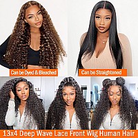 Aisi 13X4 Deep Wave Lace Front Wigs Human Hair 180 Density Pre Plucked Lace Frontal Wigs Human Hair Deep Wave Lace Frontal Wigs