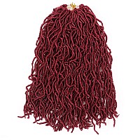 7 Pcs Burgundy Faux Locs Crochet Hair Soft Locs Crochet Hair Goddess Locs Hair Extensions 16 Inch