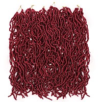 7 Pcs Burgundy Faux Locs Crochet Hair Soft Locs Crochet Hair Goddess Locs Hair Extensions 16 Inch