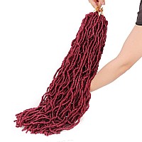 7 Pcs Burgundy Faux Locs Crochet Hair Soft Locs Crochet Hair Goddess Locs Hair Extensions 16 Inch