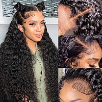 Aisi 13X4 Deep Wave Lace Front Human Hair Wigs For Black Women 180 Density Hd Transparent Lace Front Wigs Human Hair Pre Plucke