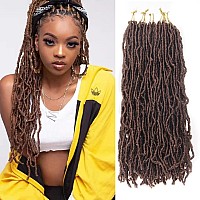 16 Inch Faux Locs Crochet Hair Brown 7 Pcs Soft Locs Crochet Hair Goddess Locs Hair Extensions