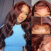 Keabalo Reddish Brown Lace Front Wigs Human Hair Pre Plucked With Baby Hair 13X4 Body Wave Colored Wigs For Women 180 Density H