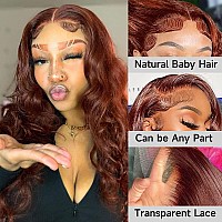 Keabalo Reddish Brown Lace Front Wigs Human Hair Pre Plucked With Baby Hair 13X4 Body Wave Colored Wigs For Women 180 Density H