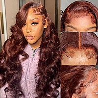 Keabalo Reddish Brown Lace Front Wigs Human Hair Pre Plucked With Baby Hair 13X4 Body Wave Colored Wigs For Women 180 Density H