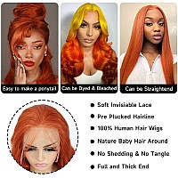 Keabalo Ginger Orange Lace Front Wigs Human Hair Pre Plucked With Baby Hair Body Wave 13X4 Hd Lace Frontal Wigs Human Hair Color