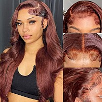 Keabalo Reddish Brown Lace Front Wigs Human Hair Pre Plucked With Baby Hair 13X4 Body Wave Colored Wigs For Women 180 Density H