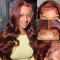 Keabalo Reddish Brown Lace Front Wigs Human Hair Pre Plucked With Baby Hair 13X4 Body Wave Colored Wigs For Women 180 Density H