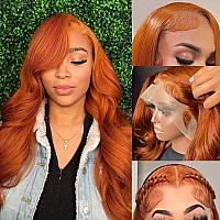 Keabalo Ginger Orange Lace Front Wigs Human Hair Pre Plucked With Baby Hair Body Wave 13X4 Hd Lace Frontal Wigs Human Hair Color