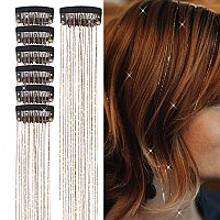 Aiaizhqh Clip In Hair Tinsel Kit 6Pcs Hair Tinsel Heat Resistant Fairy Hair Tinsel Clip In Glitter Hair Extensions Tinsel Hair