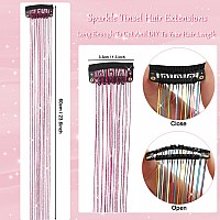 Aiaizhqh Clip In Hair Tinsel Kit 6Pcs Hair Tinsel Heat Resistant Fairy Hair Tinsel Clip In Glitter Hair Extensions Tinsel Hair