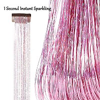 236Inch Clip In Hair Tinsel Kit Pink Hair Tinsel Heat Resistant Fairy Hair Tinsel Clip In Glitter Hair Extensions Tinsel Hair