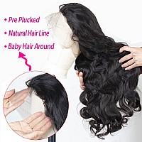 Vroosar 28 Inch Body Wave Lace Front Wigs Human Hair 180 Density 13X4 Hd Transparent Lace Frontal Wigs For Women Glueless Wigs H