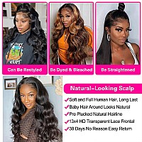 Vroosar 13X4 Lace Front Wigs Human Hair Body Wave 180 Density Glueless Hd Lace Frontal Natural Look For Black Women