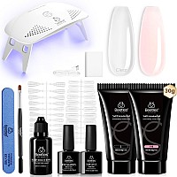 Beetles Gel Polish Nails Extension Kit With U V Light 6 Colors Builder Gel Nail Polish Fall Nude Clear Pink All In One Starter K