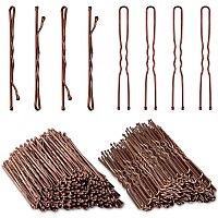 Aitrai 200Pcs Brown Bobby Pins And Ushaped Hair Pins Set With Box 24 Inch