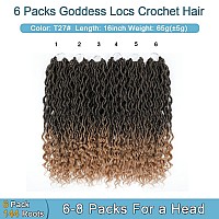 Goddess Locs Crochet Hair 6 Packs 16 Inch Curly Faux Locs Crochet Hair For Black Women Crochet Prelooped Curly Hair Soft Fau