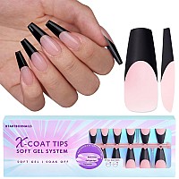 Btartboxnails Xcoattips French Gel Nails French Tip Press On Nails Halloween Black Press On Nails Soft Gel Coffin Nails Tips