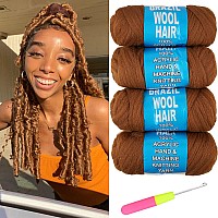 Ruiyok 4 Pcs Blue Brazilian Wool Hair For Braids Acrylic Hand Knitting Yarn For Braiding Hair Extension Faux Locs African Croche