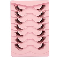 Gmagictobo False Eyelashes Natural Half Lashes Cat Eye Clear Band Lashes Fluffy Wispy 3D Faux Mink Lashes Pack Soft Strips Fake