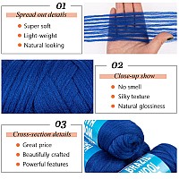 Ruiyok 2Pcs Blue Brazilian Wool Hair For Braids Acrylic Hand Knitting Yarn For Hair Braiding Hair Extension Faux Locs African Cr