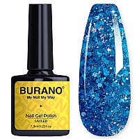 Burano Glitter Gel Nail Polish Led Uv Nail Gel Shimmer Holographic Effect Soak Off Gel Curing Required No Chip Gel Polish Spar