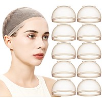 Teenitor 20Pcs Wig Caps Stretchy Thin And Transparent Wig Cap Breathable Wig Cap For Lace Front Wig Invisible Stocking Caps F