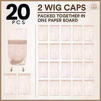 Teenitor 20Pcs Wig Caps Stretchy Thin And Transparent Wig Cap Breathable Wig Cap For Lace Front Wig Invisible Stocking Caps F