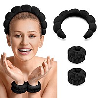 Erhiry Spa Makeup Headband Set With Terry Cloth Face Wash Bands And Sponge Puffy Skincare Bands For Washing Face And Makeup For