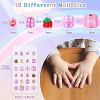 168Pcs Kids Press On Nails For Little Girls Shynek Children Square Fake Nails For Kids Pre Glue Stickers Nails Full Cover Short