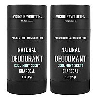 Viking Revolution Cool Mint All Natural Deodorant For Men Charcoal Deodorant Men Aluminum Free Paraben Free With Baking Soda