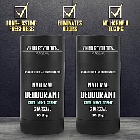 Viking Revolution Cool Mint All Natural Deodorant For Men Charcoal Deodorant Men Aluminum Free Paraben Free With Baking Soda