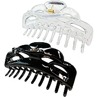 Accglory Large Hair Clips For Women Thick Hair Fine Hair Claw Clips Strong Holding Long Hair Jaw Clips Clear And Black