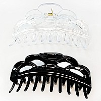 Accglory Large Hair Clips For Women Thick Hair Fine Hair Claw Clips Strong Holding Long Hair Jaw Clips Clear And Black