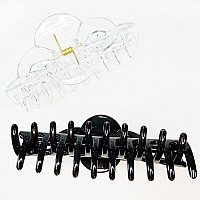 Accglory Large Hair Clips For Women Thick Hair Fine Hair Claw Clips Strong Holding Long Hair Jaw Clips Clear And Black