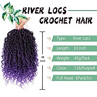 Liyate Goddess Locs Crochet Hair 10 Inch 6 Packs Purple Faux Locs Crochet Hair For Black Women Pre Looped Soft River Locs Croche