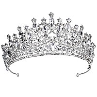 Shulashop Silver Wedding Tiara For Women, Crowns For Women Rhinestone Bridal Crown Princess Tiara Headband, Costume Party Accessories For Brithday Halloween