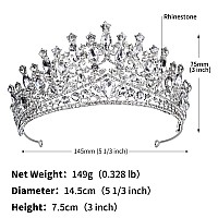 Shulashop Silver Wedding Tiara For Women, Crowns For Women Rhinestone Bridal Crown Princess Tiara Headband, Costume Party Accessories For Brithday Halloween