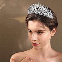 Shulashop Silver Wedding Tiara For Women, Crowns For Women Rhinestone Bridal Crown Princess Tiara Headband, Costume Party Accessories For Brithday Halloween