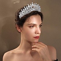 Shulashop Silver Wedding Tiara For Women, Crowns For Women Rhinestone Bridal Crown Princess Tiara Headband, Costume Party Accessories For Brithday Halloween